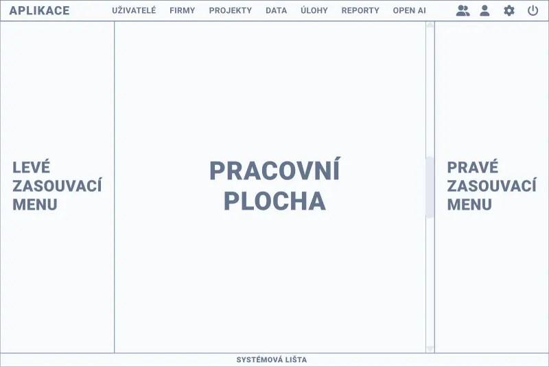 Modulární uspořádání aplikace Webové rozhraní s přehlednou navigací a pracovní plochou