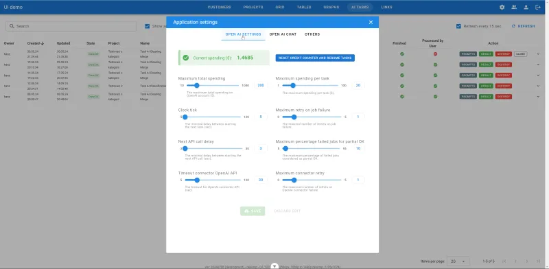 Modul OpenAI, nastavení provozních parametrů a správa nákladů v aplikaci Webového rozhraní